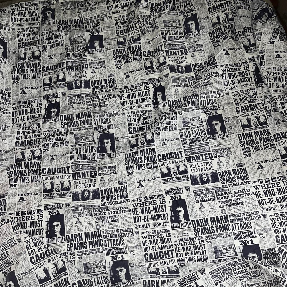 Pottery Barn Kids Harry Potter Daily Prophet duvet cover News 88x90” queen